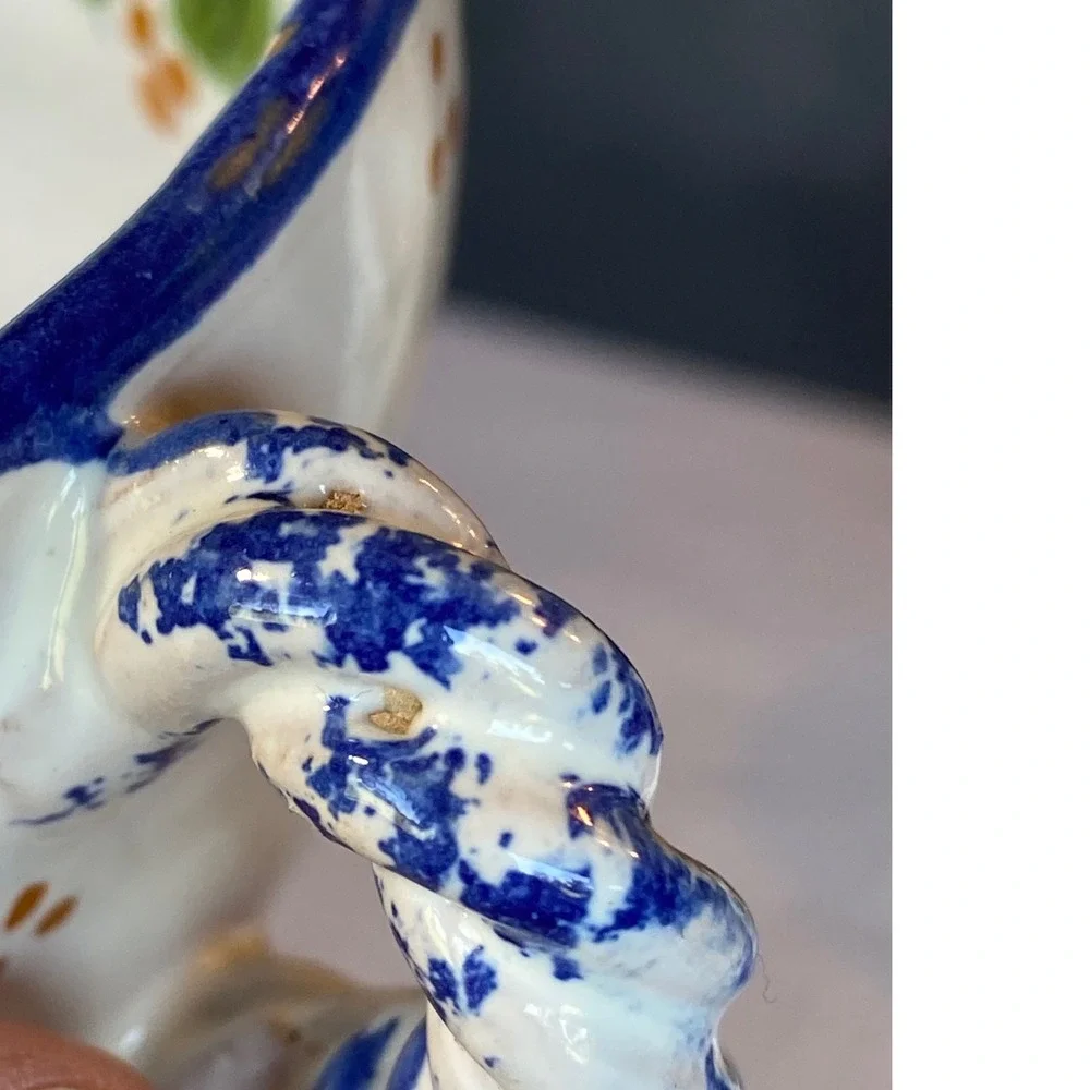 Vintage Majolica Italy Floral Stoneware Teacups and Saucers Set‎ of SIX (6)